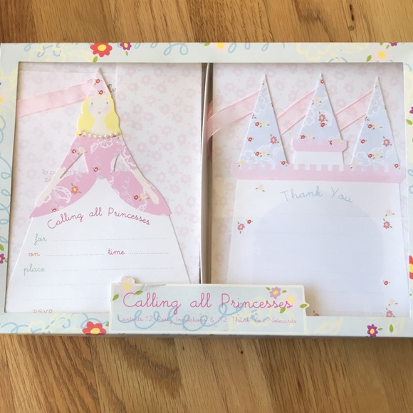 Princess Party Meri Meri Invites & Thank You’s, Plates, & WS Kids Cookie Cutters - Picture 2 of 7